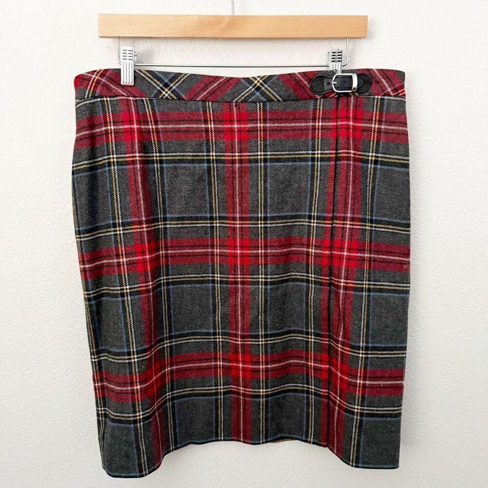 PENDLETON | Vintage Red Gray Yellow Tartan Plaid Pencil Straight Skirt | Size 16